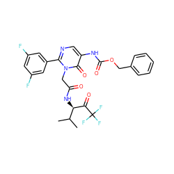 CC(C)[C@@H](NC(=O)Cn1c(-c2cc(F)cc(F)c2)ncc(NC(=O)OCc2ccccc2)c1=O)C(=O)C(F)(F)F ZINC000026017471