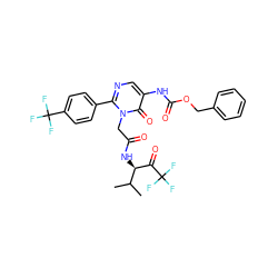 CC(C)[C@@H](NC(=O)Cn1c(-c2ccc(C(F)(F)F)cc2)ncc(NC(=O)OCc2ccccc2)c1=O)C(=O)C(F)(F)F ZINC000026018520