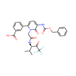 CC(C)[C@@H](NC(=O)Cn1c(-c2cccc(C(=O)O)c2)ccc(NC(=O)OCc2ccccc2)c1=O)C(=O)C(F)(F)F ZINC000026981883