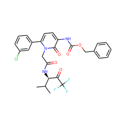 CC(C)[C@@H](NC(=O)Cn1c(-c2cccc(Cl)c2)ccc(NC(=O)OCc2ccccc2)c1=O)C(=O)C(F)(F)F ZINC000026981112