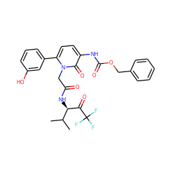 CC(C)[C@@H](NC(=O)Cn1c(-c2cccc(O)c2)ccc(NC(=O)OCc2ccccc2)c1=O)C(=O)C(F)(F)F ZINC000026981140