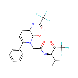 CC(C)[C@@H](NC(=O)Cn1c(-c2ccccc2)ccc(NC(=O)C(F)(F)F)c1=O)C(=O)C(F)(F)F ZINC000013738724