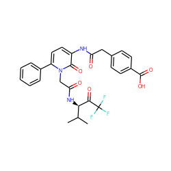 CC(C)[C@@H](NC(=O)Cn1c(-c2ccccc2)ccc(NC(=O)Cc2ccc(C(=O)O)cc2)c1=O)C(=O)C(F)(F)F ZINC000027081165