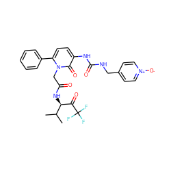 CC(C)[C@@H](NC(=O)Cn1c(-c2ccccc2)ccc(NC(=O)NCc2cc[n+]([O-])cc2)c1=O)C(=O)C(F)(F)F ZINC000026982790