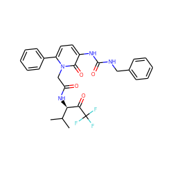 CC(C)[C@@H](NC(=O)Cn1c(-c2ccccc2)ccc(NC(=O)NCc2ccccc2)c1=O)C(=O)C(F)(F)F ZINC000026980363