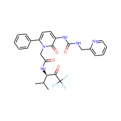 CC(C)[C@@H](NC(=O)Cn1c(-c2ccccc2)ccc(NC(=O)NCc2ccccn2)c1=O)C(=O)C(F)(F)F ZINC000026984650