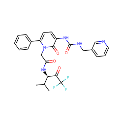 CC(C)[C@@H](NC(=O)Cn1c(-c2ccccc2)ccc(NC(=O)NCc2cccnc2)c1=O)C(=O)C(F)(F)F ZINC000026978525