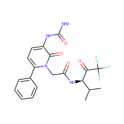 CC(C)[C@@H](NC(=O)Cn1c(-c2ccccc2)ccc(NC(N)=O)c1=O)C(=O)C(F)(F)F ZINC000013738728