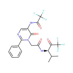 CC(C)[C@@H](NC(=O)Cn1c(-c2ccccc2)ncc(NC(=O)C(F)(F)F)c1=O)C(=O)C(F)(F)F ZINC000013516099