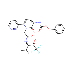 CC(C)[C@@H](NC(=O)Cn1c(-c2cccnc2)ccc(NC(=O)OCc2ccccc2)c1=O)C(=O)C(F)(F)F ZINC000026977125