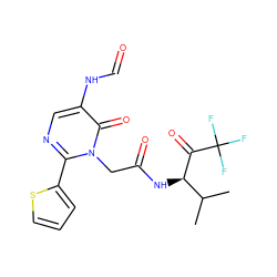 CC(C)[C@@H](NC(=O)Cn1c(-c2cccs2)ncc(NC=O)c1=O)C(=O)C(F)(F)F ZINC000001535352