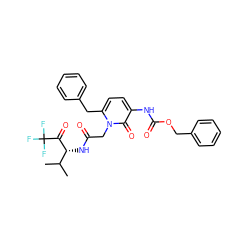 CC(C)[C@@H](NC(=O)Cn1c(Cc2ccccc2)ccc(NC(=O)OCc2ccccc2)c1=O)C(=O)C(F)(F)F ZINC000026979740