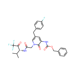 CC(C)[C@@H](NC(=O)Cn1cc(Cc2ccc(F)cc2)cc(NC(=O)OCc2ccccc2)c1=O)C(=O)C(F)(F)F ZINC000026834406