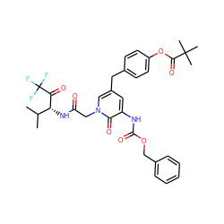 CC(C)[C@@H](NC(=O)Cn1cc(Cc2ccc(OC(=O)C(C)(C)C)cc2)cc(NC(=O)OCc2ccccc2)c1=O)C(=O)C(F)(F)F ZINC000026834496