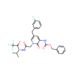 CC(C)[C@@H](NC(=O)Cn1cc(Cc2cccc(F)c2)cc(NC(=O)OCc2ccccc2)c1=O)C(=O)C(F)(F)F ZINC000026831356