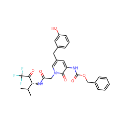 CC(C)[C@@H](NC(=O)Cn1cc(Cc2cccc(O)c2)cc(NC(=O)OCc2ccccc2)c1=O)C(=O)C(F)(F)F ZINC000026837118