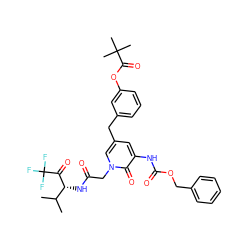 CC(C)[C@@H](NC(=O)Cn1cc(Cc2cccc(OC(=O)C(C)(C)C)c2)cc(NC(=O)OCc2ccccc2)c1=O)C(=O)C(F)(F)F ZINC000026835700