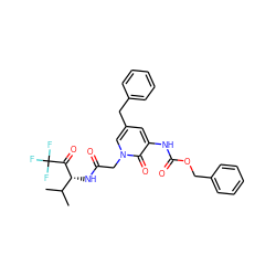 CC(C)[C@@H](NC(=O)Cn1cc(Cc2ccccc2)cc(NC(=O)OCc2ccccc2)c1=O)C(=O)C(F)(F)F ZINC000026838781