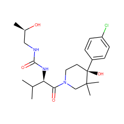 CC(C)[C@@H](NC(=O)NC[C@@H](C)O)C(=O)N1CC[C@](O)(c2ccc(Cl)cc2)C(C)(C)C1 ZINC000299820511