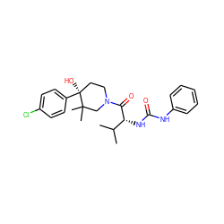 CC(C)[C@@H](NC(=O)Nc1ccccc1)C(=O)N1CC[C@](O)(c2ccc(Cl)cc2)C(C)(C)C1 ZINC000200480361