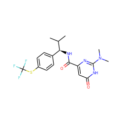 CC(C)[C@@H](NC(=O)c1cc(=O)[nH]c(N(C)C)n1)c1ccc(SC(F)(F)F)cc1 ZINC001772569900