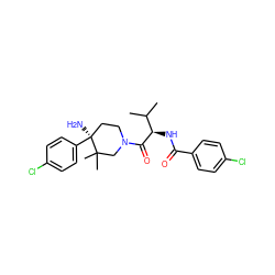 CC(C)[C@@H](NC(=O)c1ccc(Cl)cc1)C(=O)N1CC[C@](N)(c2ccc(Cl)cc2)C(C)(C)C1 ZINC000096272225