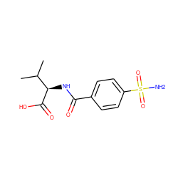 CC(C)[C@@H](NC(=O)c1ccc(S(N)(=O)=O)cc1)C(=O)O ZINC000027637553