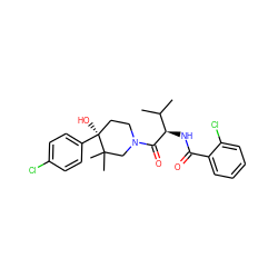 CC(C)[C@@H](NC(=O)c1ccccc1Cl)C(=O)N1CC[C@](O)(c2ccc(Cl)cc2)C(C)(C)C1 ZINC000096272206