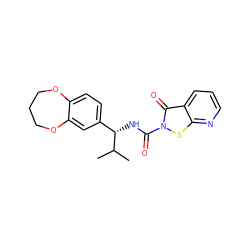 CC(C)[C@@H](NC(=O)n1sc2ncccc2c1=O)c1ccc2c(c1)OCCCO2 ZINC000169711335