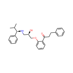 CC(C)[C@@H](NC[C@@H](O)COc1ccccc1C(=O)CCc1ccccc1)c1ccccc1 ZINC000028636817