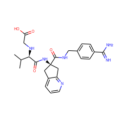 CC(C)[C@@H](NCC(=O)O)C(=O)N[C@]1(C(=O)NCc2ccc(C(=N)N)cc2)Cc2cccnc2C1 ZINC000036179085