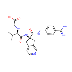 CC(C)[C@@H](NCC(=O)O)C(=O)N[C@]1(C(=O)NCc2ccc(C(=N)N)cc2)Cc2ccncc2C1 ZINC000036179065