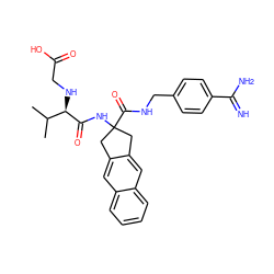 CC(C)[C@@H](NCC(=O)O)C(=O)NC1(C(=O)NCc2ccc(C(=N)N)cc2)Cc2cc3ccccc3cc2C1 ZINC000036179072