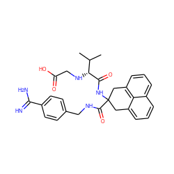 CC(C)[C@@H](NCC(=O)O)C(=O)NC1(C(=O)NCc2ccc(C(=N)N)cc2)Cc2cccc3cccc(c23)C1 ZINC000036179052