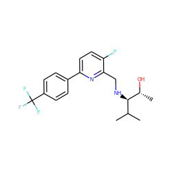 CC(C)[C@@H](NCc1nc(-c2ccc(C(F)(F)F)cc2)ccc1F)[C@@H](C)O ZINC000204414763