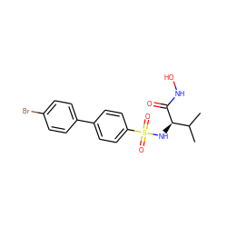 CC(C)[C@@H](NS(=O)(=O)c1ccc(-c2ccc(Br)cc2)cc1)C(=O)NO ZINC000013680273