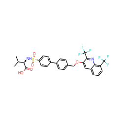 CC(C)[C@@H](NS(=O)(=O)c1ccc(-c2ccc(COc3cc4cccc(C(F)(F)F)c4nc3C(F)(F)F)cc2)cc1)C(=O)O ZINC000049888870