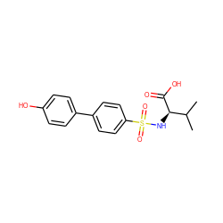 CC(C)[C@@H](NS(=O)(=O)c1ccc(-c2ccc(O)cc2)cc1)C(=O)O ZINC000028566114