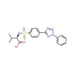 CC(C)[C@@H](NS(=O)(=O)c1ccc(-c2nnn(-c3ccccc3)n2)cc1)C(=O)O ZINC000013778447