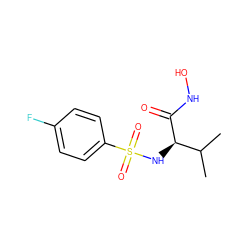 CC(C)[C@@H](NS(=O)(=O)c1ccc(F)cc1)C(=O)NO ZINC000014946062