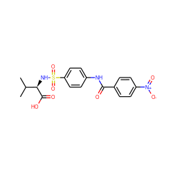 CC(C)[C@@H](NS(=O)(=O)c1ccc(NC(=O)c2ccc([N+](=O)[O-])cc2)cc1)C(=O)O ZINC000013778455