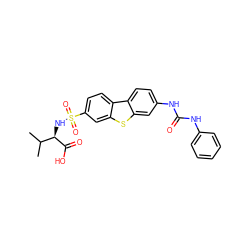 CC(C)[C@@H](NS(=O)(=O)c1ccc2c(c1)sc1cc(NC(=O)Nc3ccccc3)ccc12)C(=O)O ZINC000043059665