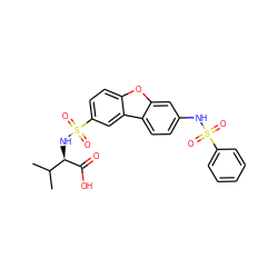 CC(C)[C@@H](NS(=O)(=O)c1ccc2oc3cc(NS(=O)(=O)c4ccccc4)ccc3c2c1)C(=O)O ZINC000040914758