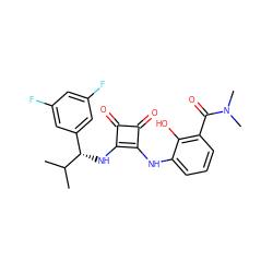 CC(C)[C@@H](Nc1c(Nc2cccc(C(=O)N(C)C)c2O)c(=O)c1=O)c1cc(F)cc(F)c1 ZINC000101162877