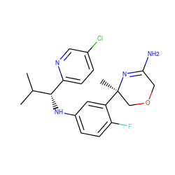 CC(C)[C@@H](Nc1ccc(F)c([C@]2(C)COCC(N)=N2)c1)c1ccc(Cl)cn1 ZINC000143084780