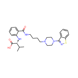 CC(C)[C@@H](Nc1ccccc1C(=O)NCCCCN1CCN(c2nsc3ccccc23)CC1)C(=O)O ZINC000036187748