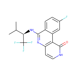 CC(C)[C@@H](Nc1nc2cc[nH]c(=O)c2c2cc(F)ccc12)C(F)(F)F ZINC000064549715