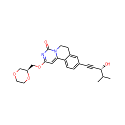 CC(C)[C@@H](O)C#Cc1ccc2c(c1)CCn1c-2cc(OC[C@@H]2COCCO2)nc1=O ZINC000143011497