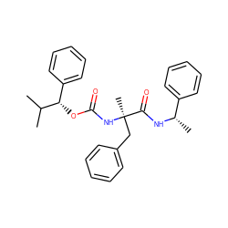 CC(C)[C@@H](OC(=O)N[C@](C)(Cc1ccccc1)C(=O)N[C@@H](C)c1ccccc1)c1ccccc1 ZINC000013755610