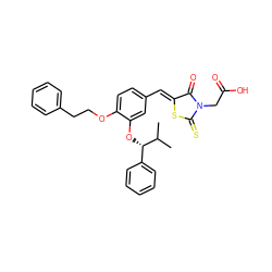 CC(C)[C@@H](Oc1cc(/C=C2\SC(=S)N(CC(=O)O)C2=O)ccc1OCCc1ccccc1)c1ccccc1 ZINC000028360303